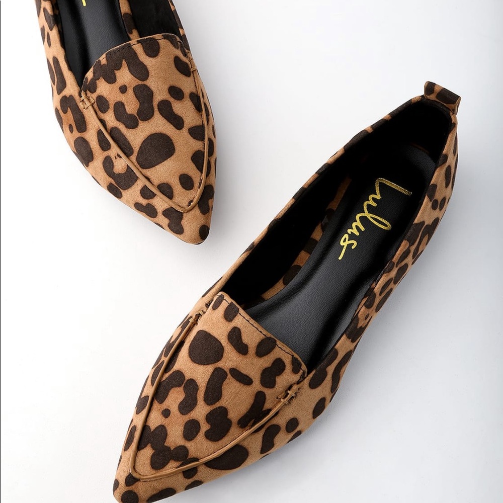 Lulus Emmy Leopard Suede Pointed Loafers Summer Shoes - Picture 3 of 4